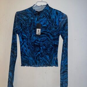 Forever 21 Vibrant Blue Swirl Long Sleeve Top
